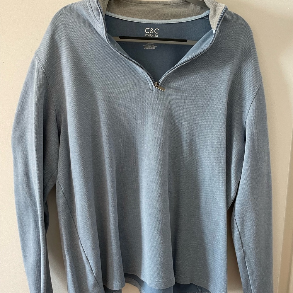 C&C California Men's Sky Blue Zip-Up Sweater